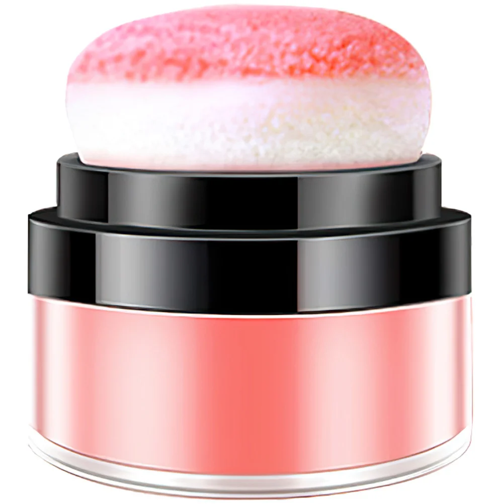 Natural Finish Loose Powder Blush with Puff Mushroom Shape Applicator for Light to Heavy Makeup Face Blush Compact Cushion