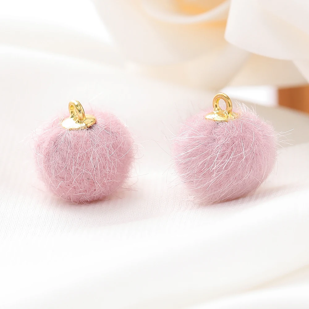 10 stuks pluche bont bedekt bal kralen bedels pompom kralen hanger voor DIY ketting oorbel armband hanger sieraden maken benodigdheden