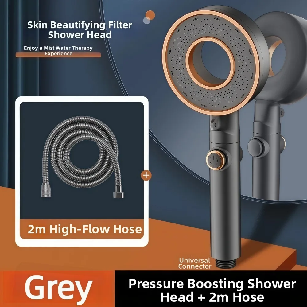 

Adjustable in 3 Levels High-pressure Shower Head One-click Water Stop Common Interface Pressurized Shower Head