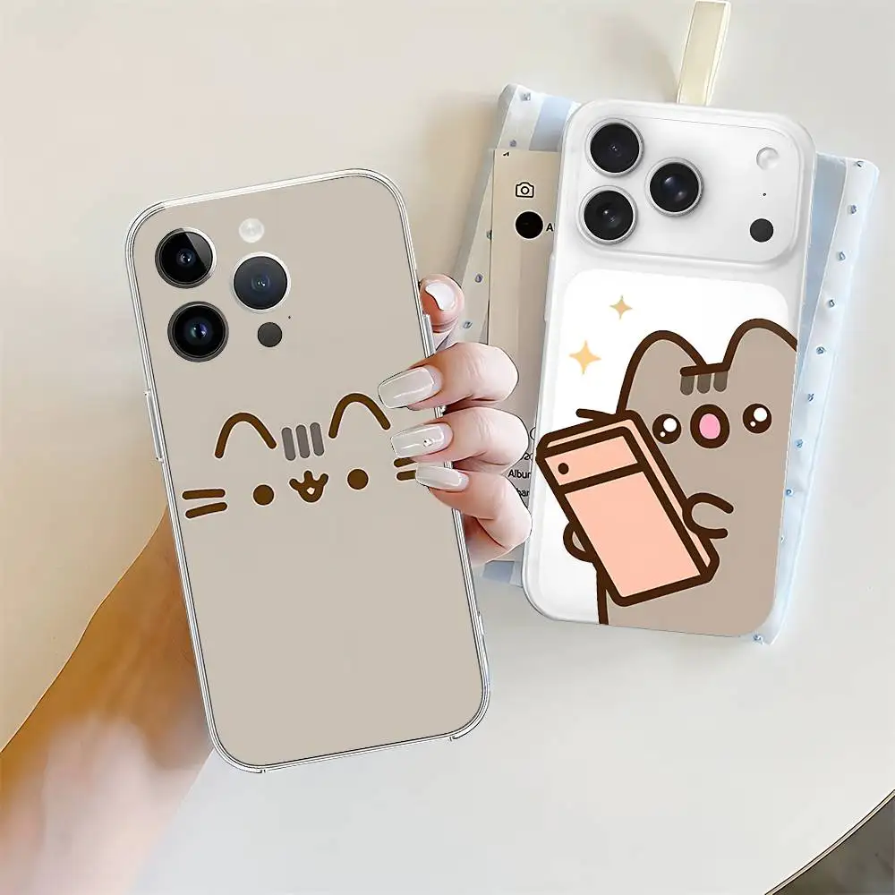 Kawaii P-Pusheens CUTE Phone Case Transparent Phone Case For IPhone 17 16 Pro Max 15 14 13 12 11 Shockproof Protective Cover