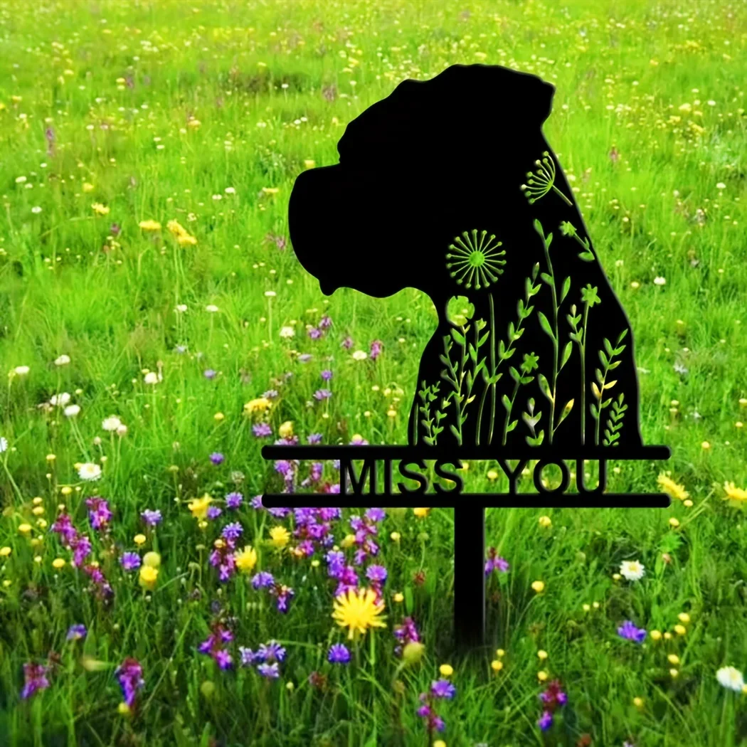 1pc Pet Grave Markers Sign Boxer Dog Memorial Stake Sign Metal Sign With Stake Pet Loss Gift, Sympathy Sign Remembrance Stake,