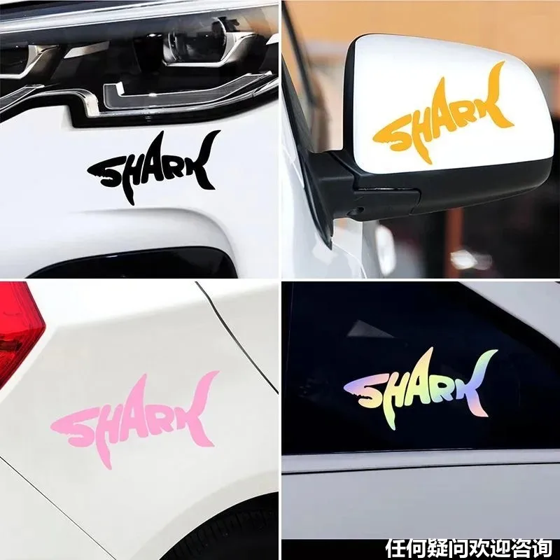 2PCS Motorcycle Shark Decals, Scratch Cover Vinyl Stickers for Bike Body Helmet Modification