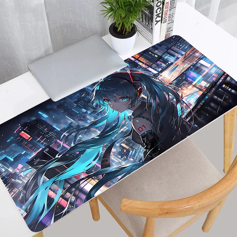 Mouse Pad Office Laptop Anime Girl Cute Mousepad PC Kawaii M-miku Gaming Accessories Keyboard Pad H-hatsunes Blue Desk Mouse Mat