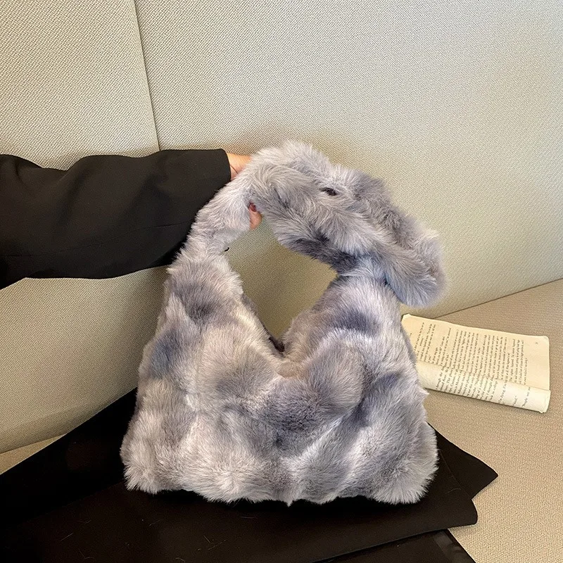 

Зимняя модная плюшевая женская сумка через плечо из искусственного меха, роскошная мягкая пушистая сумка большой емкости