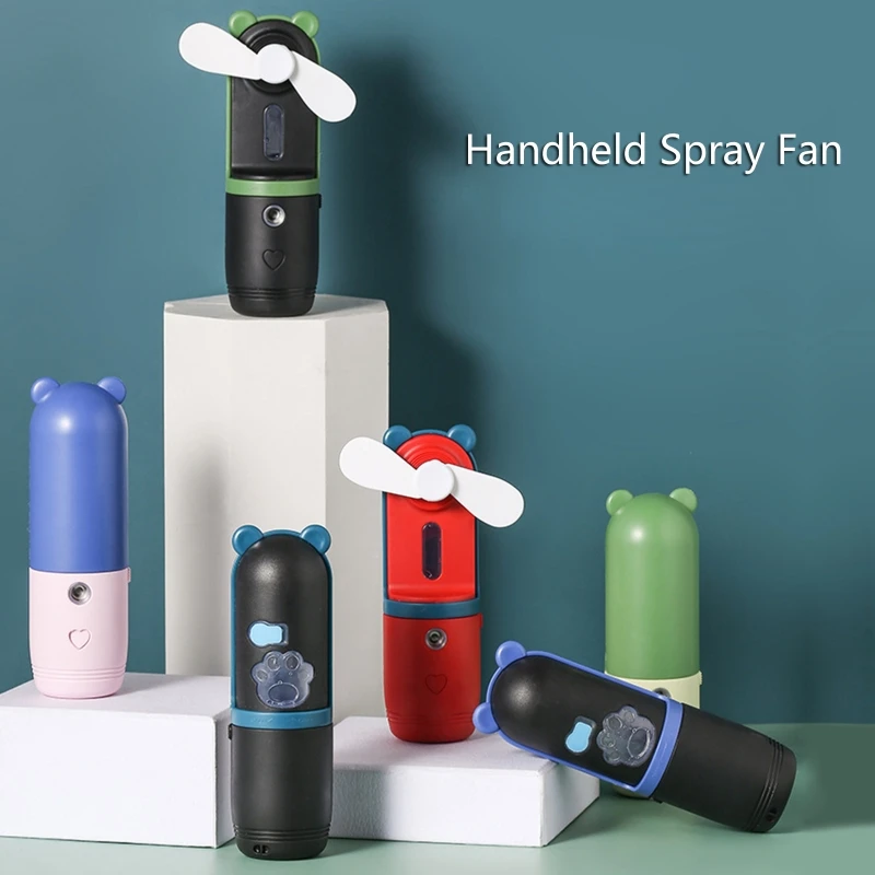 กลางแจ้งพัดลมระบายความร้อนพัดลม USB แบบชาร์จไฟได้พัดลมมือถือ Mini พัดลมสเปรย์น้ำการออกแบบการไหลของอากาศที่แข็งแกร่ง