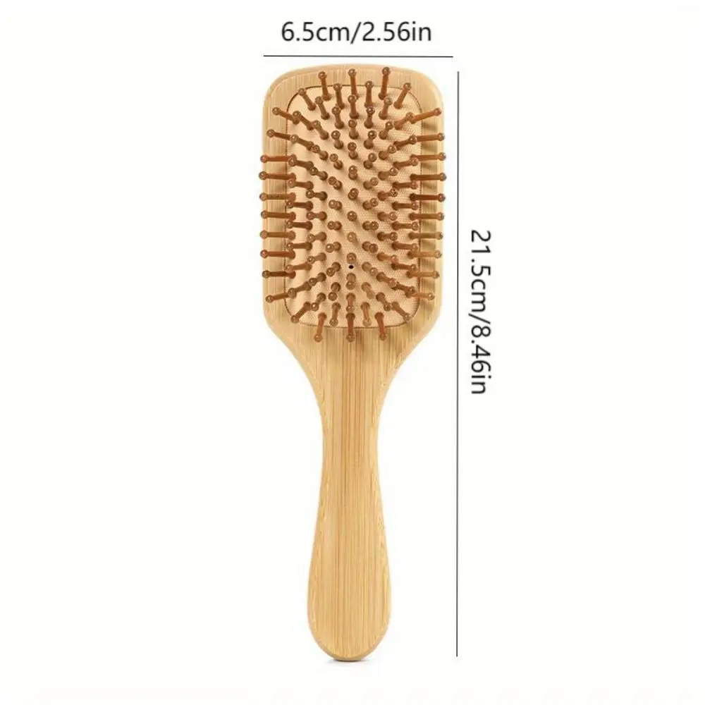 1pc Eco Friendly Air Cushion Massage Comb, Portable Hairbrush With Bamboo Handle For Massaging Scalp, Home Essentials