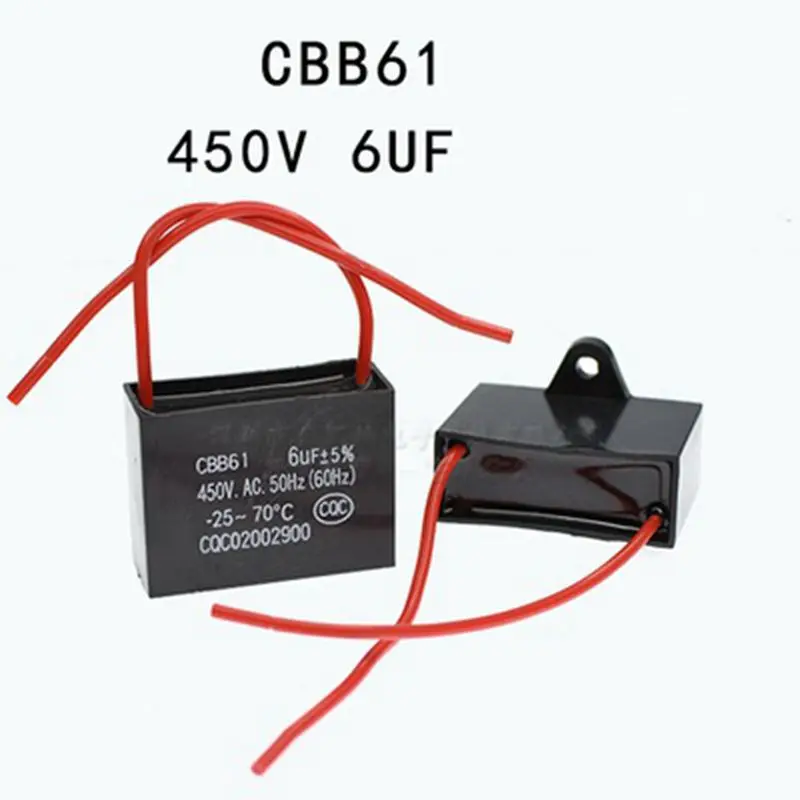 1pcs 450v 6uf 6mf Cbb61 Motor Start Run Fan Capacitor