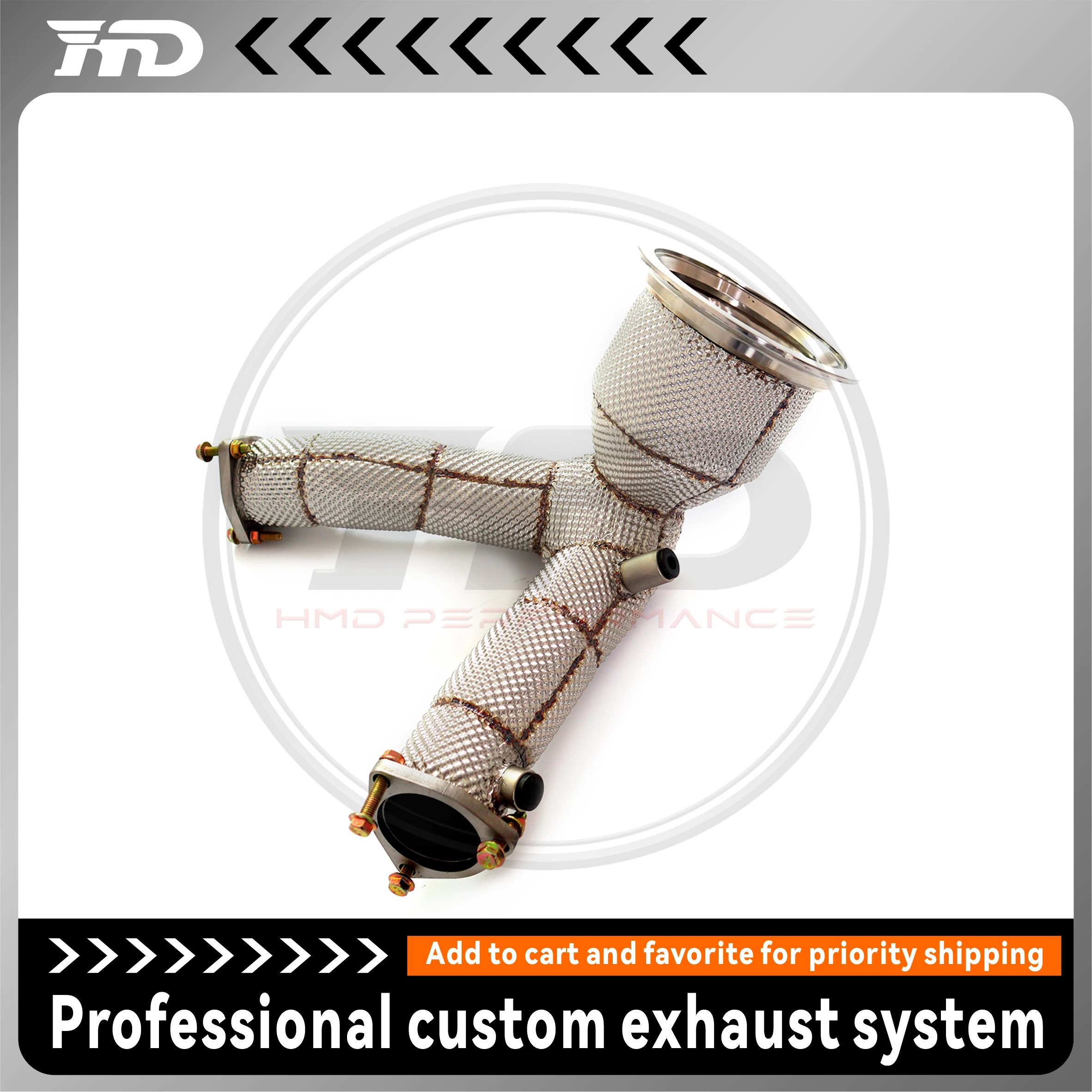 

HMD Exhaust System High Flow Downpipe for AUDI A8 D5 3.0T 2018-2023 with heat shield