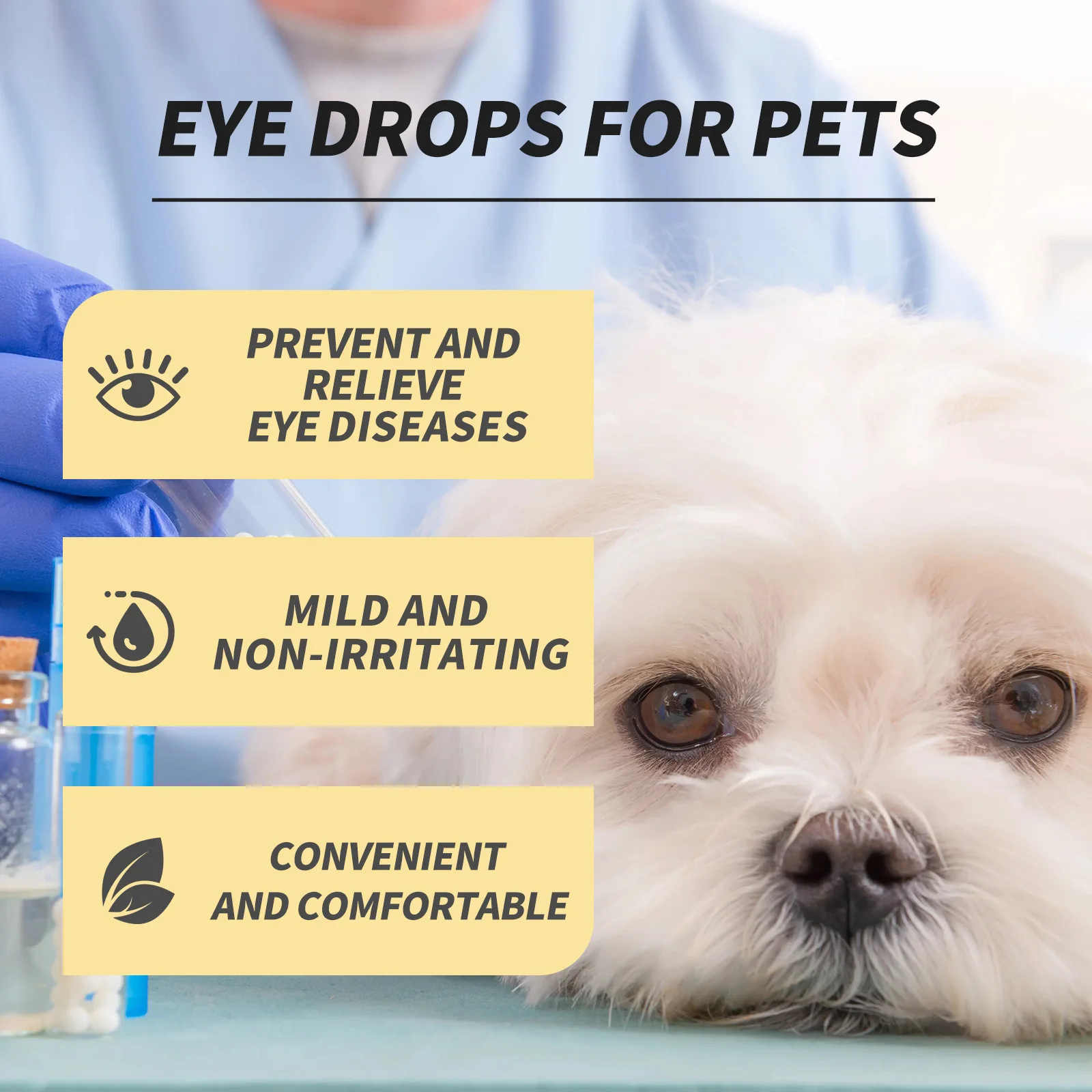 Yegbong Pet Eye Drops, Dog Cat Eye Gentle Cleansing Tears Eye Scale Pet Care Eye Drops