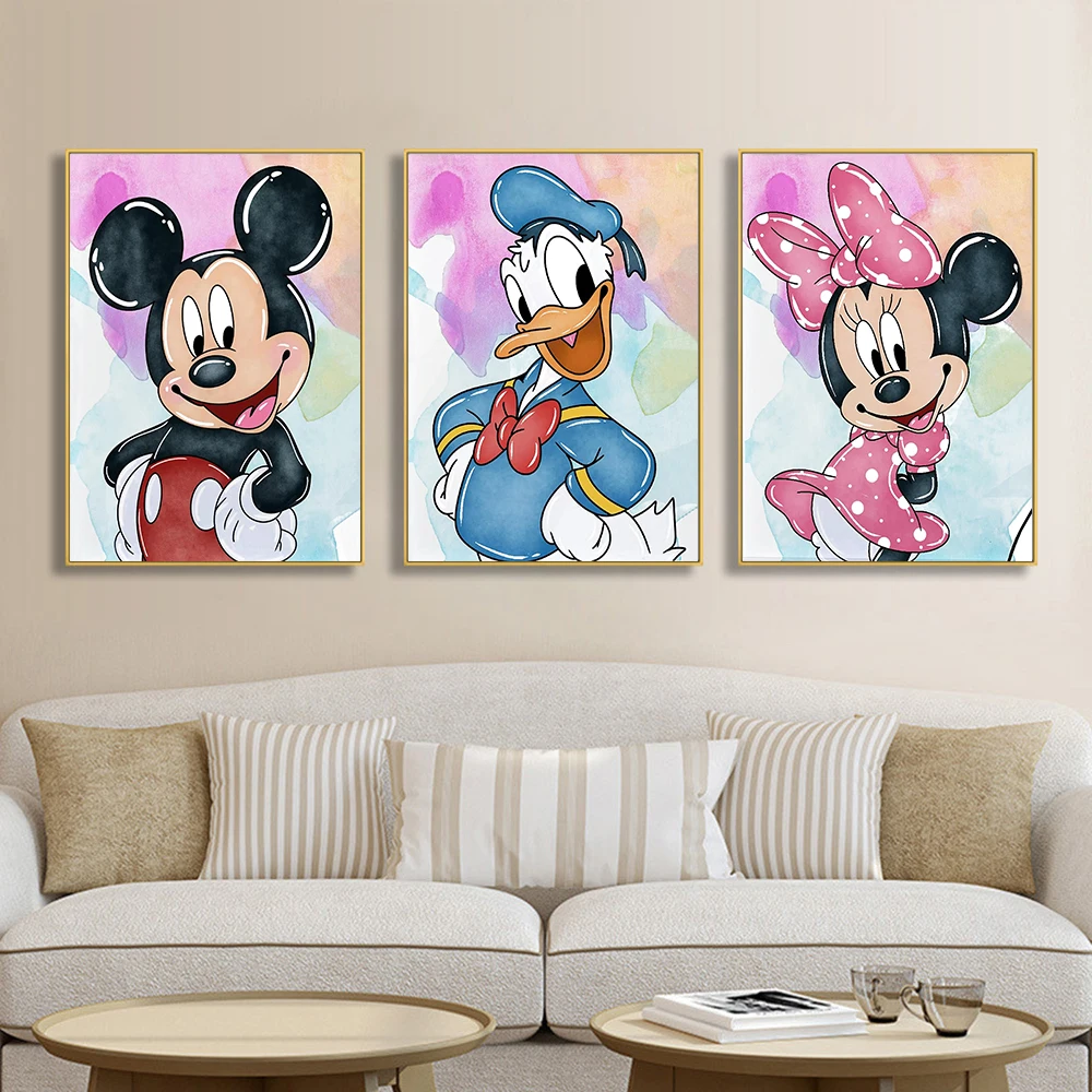 

Disney baby room wall art Mickey Mouse Donald Duck and Minnie Canvas painting print art poster baby room decoration holiday gift