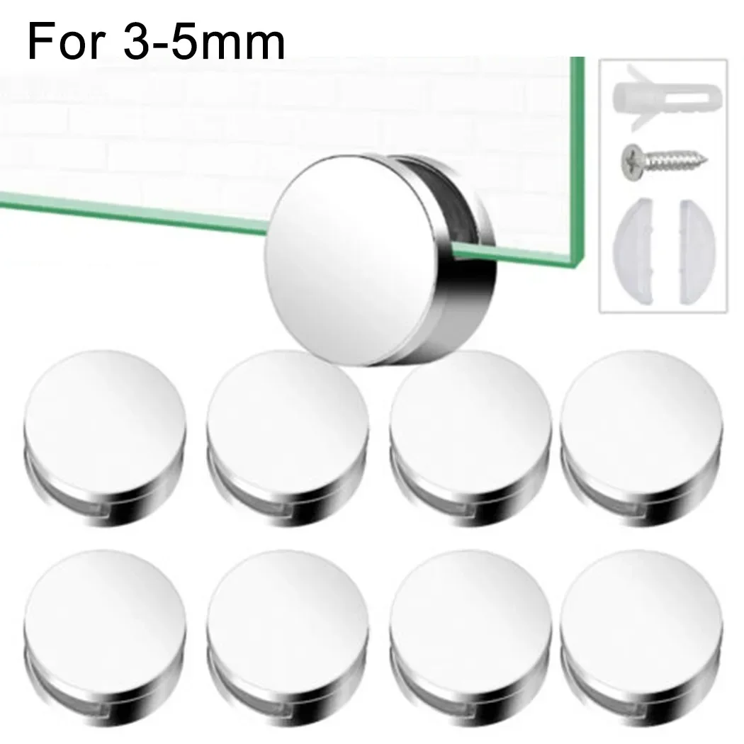 8pcs 3-5mm Mirror Clips Mirror Hanging Hardware Round Glass Clamp Bathroom Mirror Clip For 3-5mm Mirror Holder Wall Bracket Hang