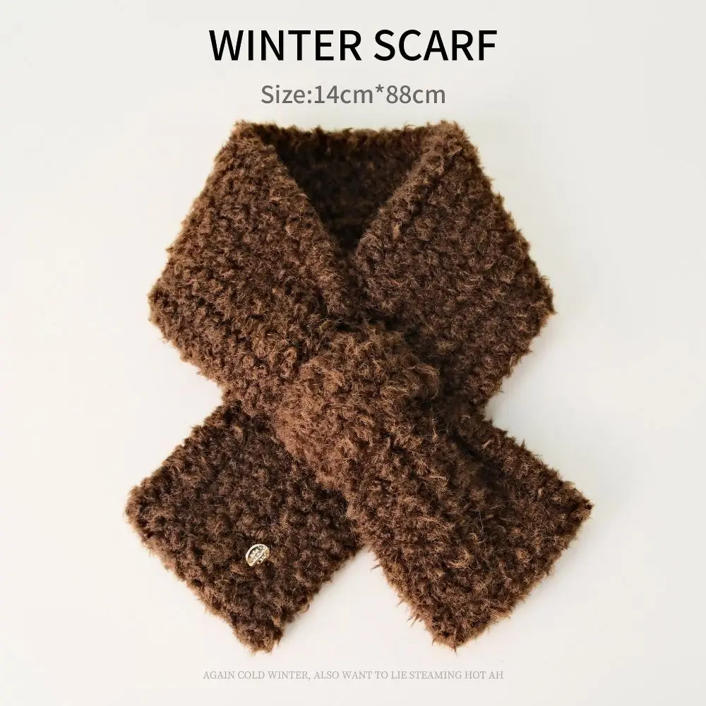 

Новый теплый меховой шарф, утепленный ветрозащитный меховой шейный платок, однотонные защитные шарфы для шеи