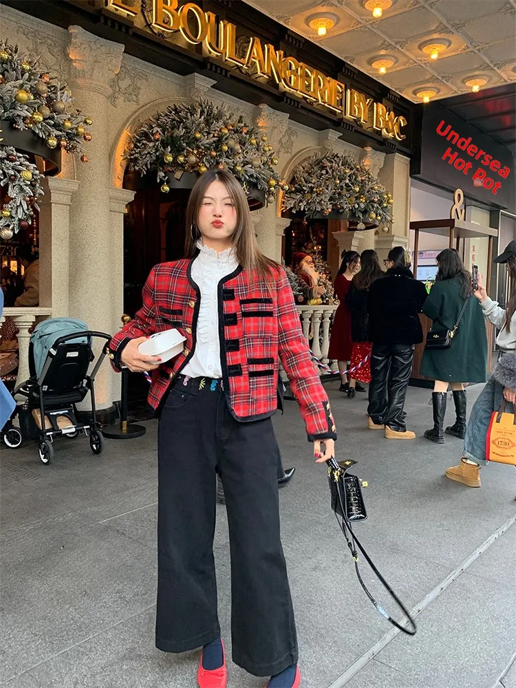 

Embroidered Wide Leg Jeans Women's Loose High Waist Denim Pants Autumn Winter Faion Small Stature Illusion Long Trousers