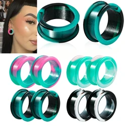1Pair Size 8mm-38mm Marble Color Silicone Ear Tunnel Plugs Gauge Thick Flared Flesh Expander Piercing Jewelry