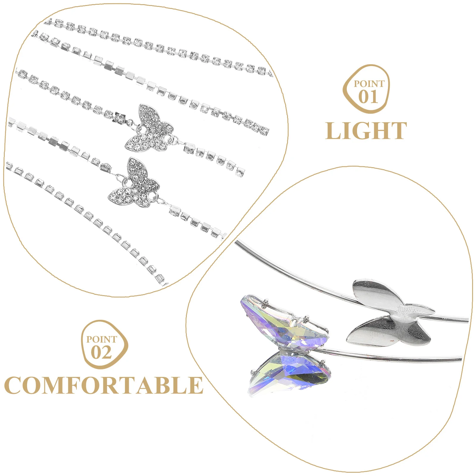 عصابة رأس أنيقة على شكل فراشة كريستالية من الزركون للنساء والفتيات وإكسسوارات حفلات الزفاف