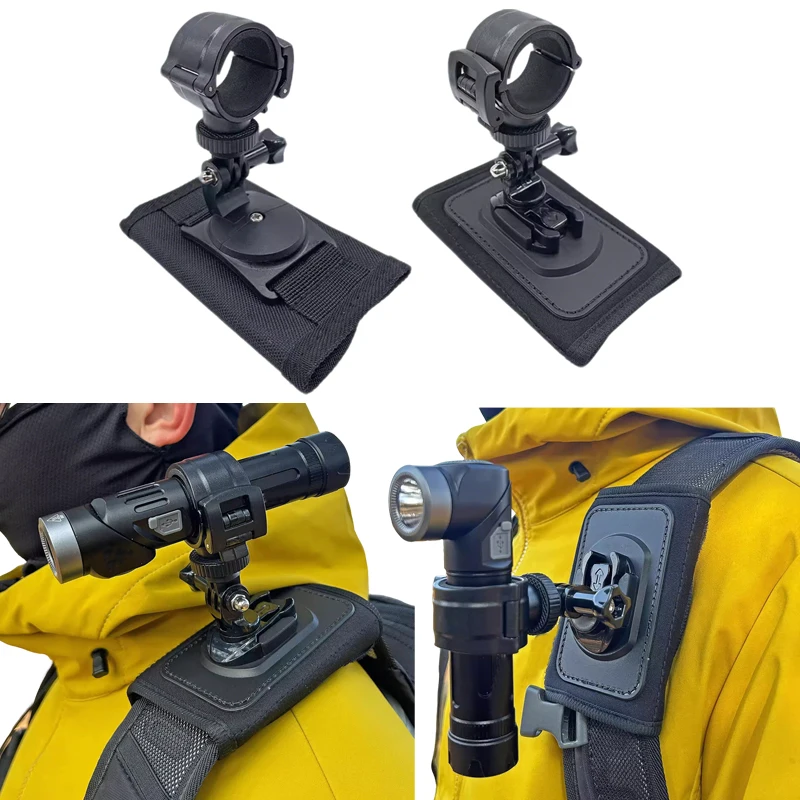 

1Set Backpack Strap Flashlight Mount Outdoor Quick-Release Tactical Light Holder Compatible w Dia 20-30mm for Cycling & Hiking