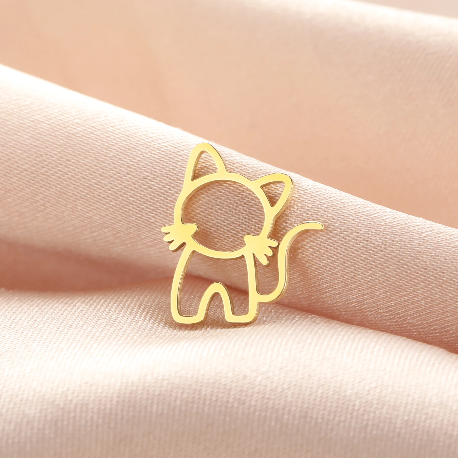 COOLTIME 5 Stück/Beutel süße Katze Edelstahl Anhänger Tier Haustier Charms für Schmuckherstellung Halskette Armbänder DIY Zubehör – Detail 6