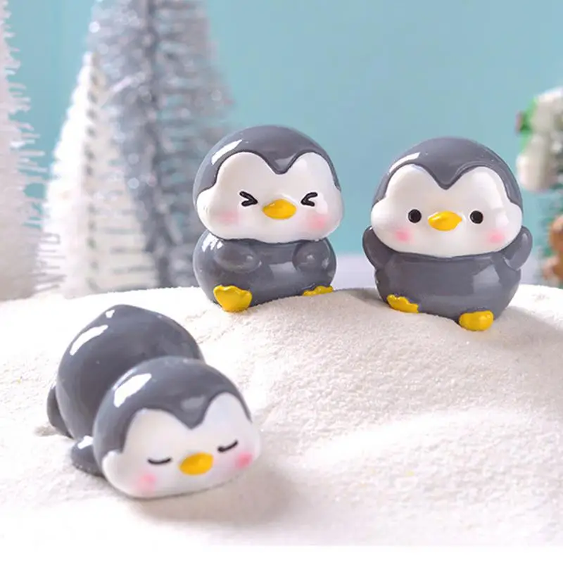 Cute Ocean Animal Penguin Figure Cute Penguin Miniature Figurines Bright Colors Outdoor Statues Animal Model Toys For Family