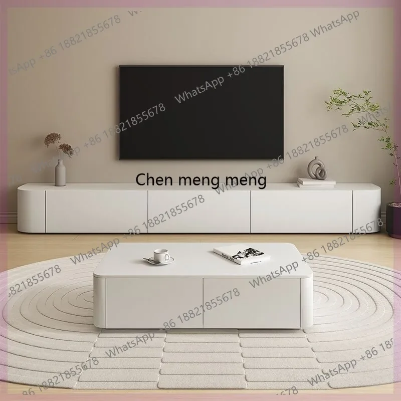 Nordischer Weißer Eichen-TV-Schrank, Einzigartiger Klassischer Stauraum-TV-Schrank, Wohnzimmer-Vitrine, Massivholz Fernsehtisch Möbel