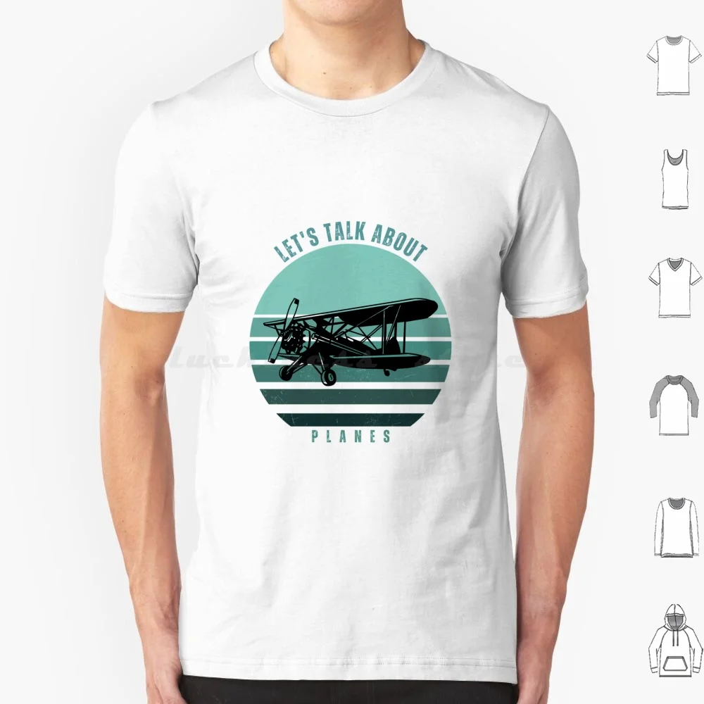 Let'S Talk About Planes T Shirt Big Size 100% Cotton Biplane Vintage Biplane Planes Airplanes Jets Id Rather Be Flying Gliding