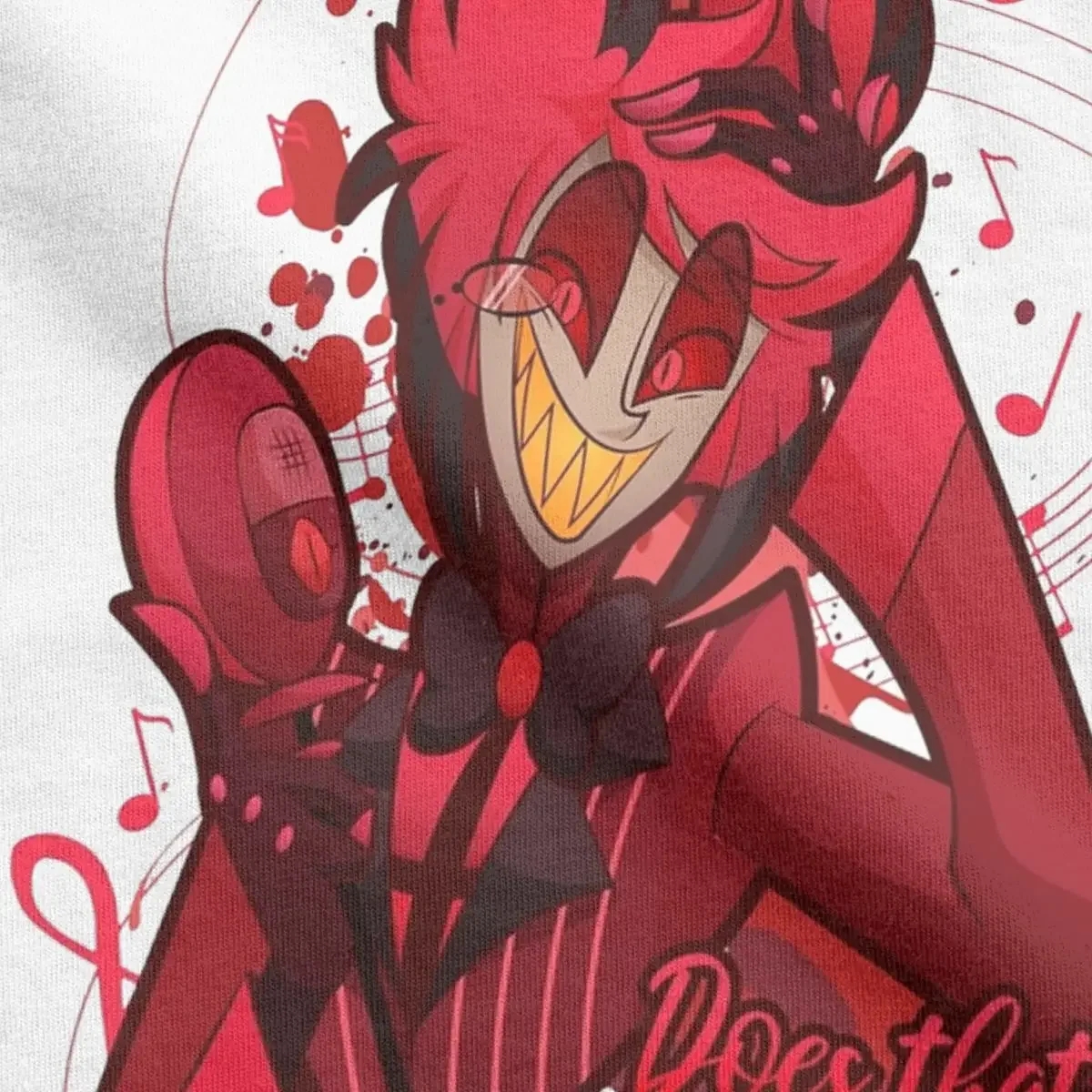 مجنون Alastor راديو شيطان تي شيرت للرجال Hazbins الفنادق مضحك القطن تي شيرت الجولة الرقبة قصيرة الأكمام تي شيرت الكبار بلايز