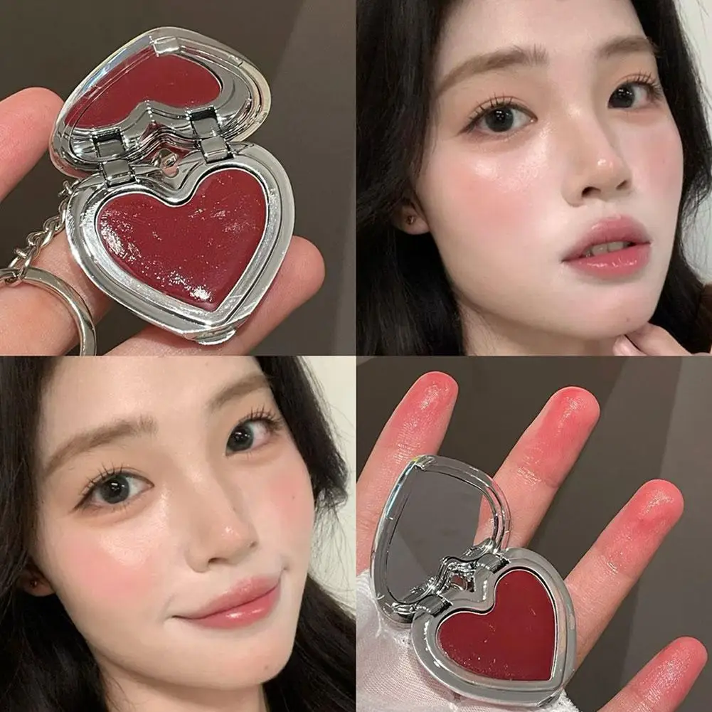 Bálsamo de maquiagem multifuncional em formato de coração 3 em 1, acabamento úmido a nebuloso, beleza portátil, lábios em forma de coração
