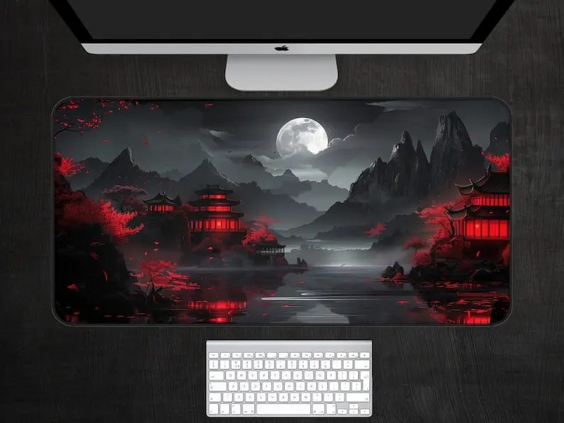 

Red mouse pad for night view Non-Slip Hentai Gamer Office Accessories Office Anime Computer Desk Mats High-definition printing