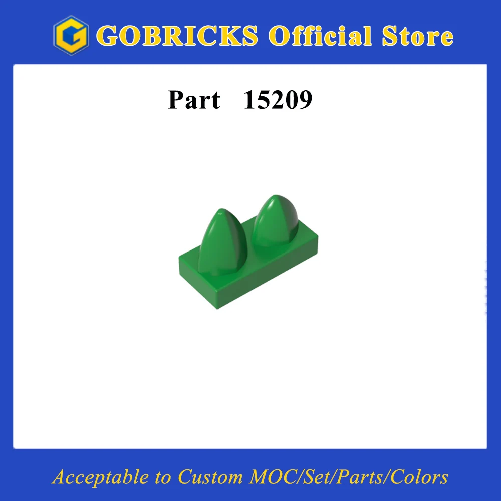 Gobricks 1 Pcs 15209 MOC 1 x 2 Plate Two Vertical Teeth Parts Compatible With Model Building Blocks Kids DIY Black Color