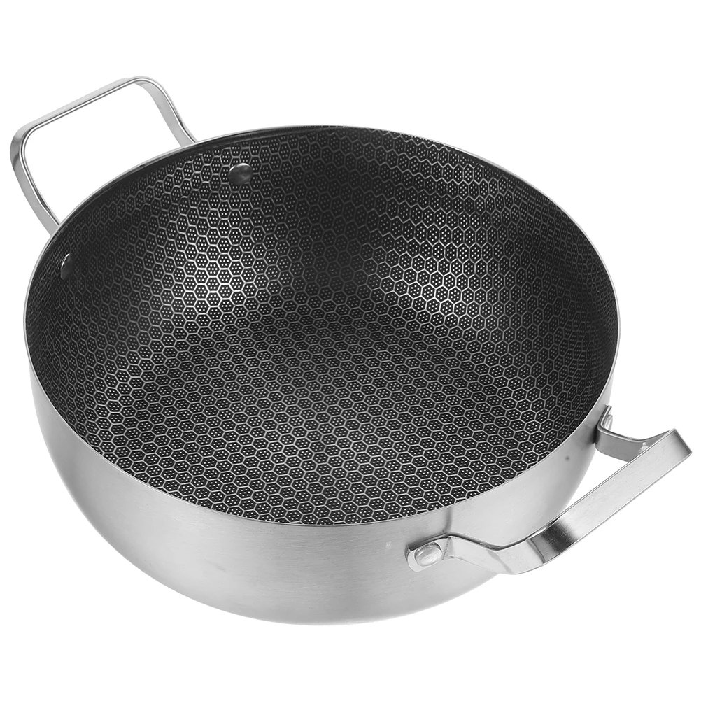

Binocular Non-stick Pan Stainless Steel Multi-purpose Soup Hotpot Kitchen Cooking Pot Lightweight Easy Clean Hand Wash