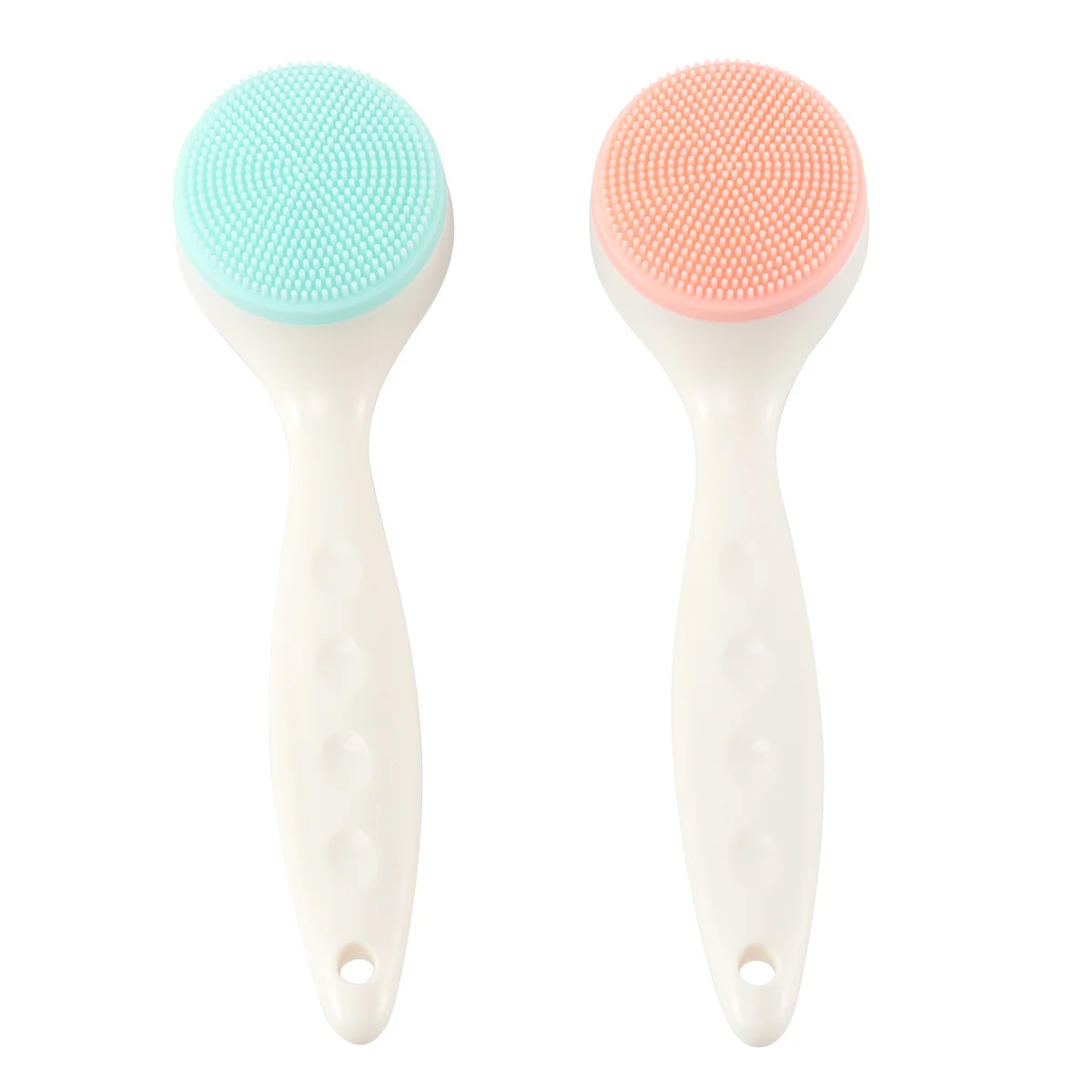 2Pcs Silicone Face Brush Facial Cleansing Brush Massage Skin Cleanser Non-Slip Handle Suitable for Babies Teens Seniors