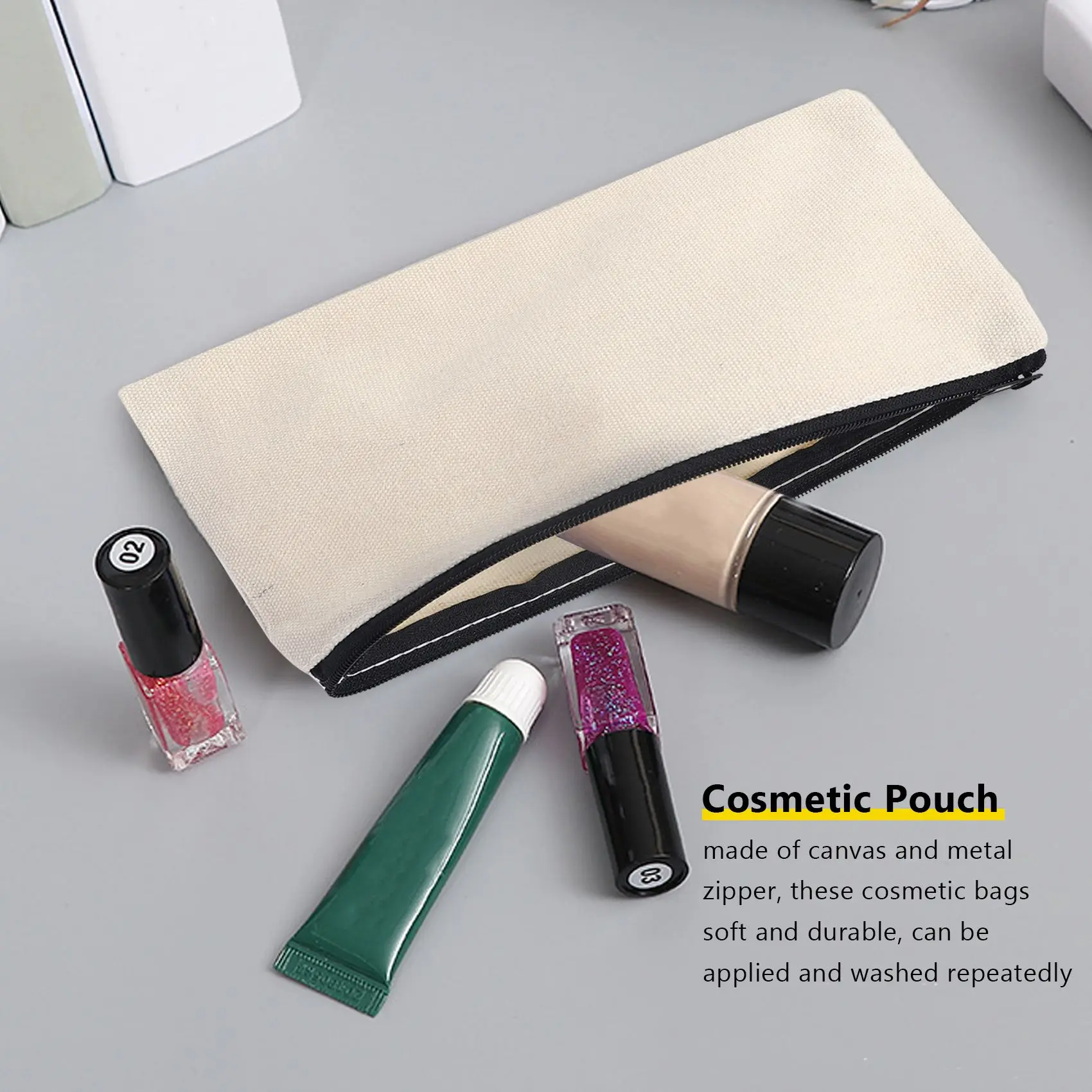 

40Pcs Canvas Zipper Bag Pencil Case Cosmetic Bag Blank Bag DIY Craft Bag Cosmetic Bag Cosmetic Bag DIY Craft School