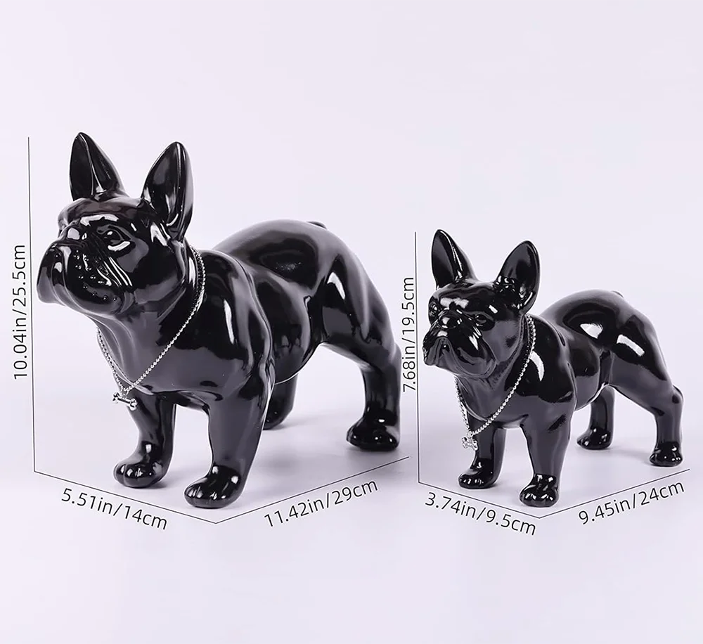 Imagem -06 - Galvanizado Dourado e Prata Bulldog Francês Estátua Animal Escultura Standing Home Decoração Tabletop Ornamento Natal Deco