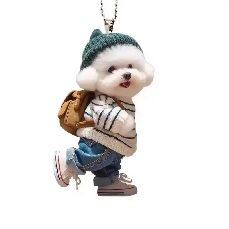 Creative Puppy Man Backpack Rearview Mirrors Pendant Car Hanging Ornaments Car Decoration Accessories Gifts For Women Men image 6