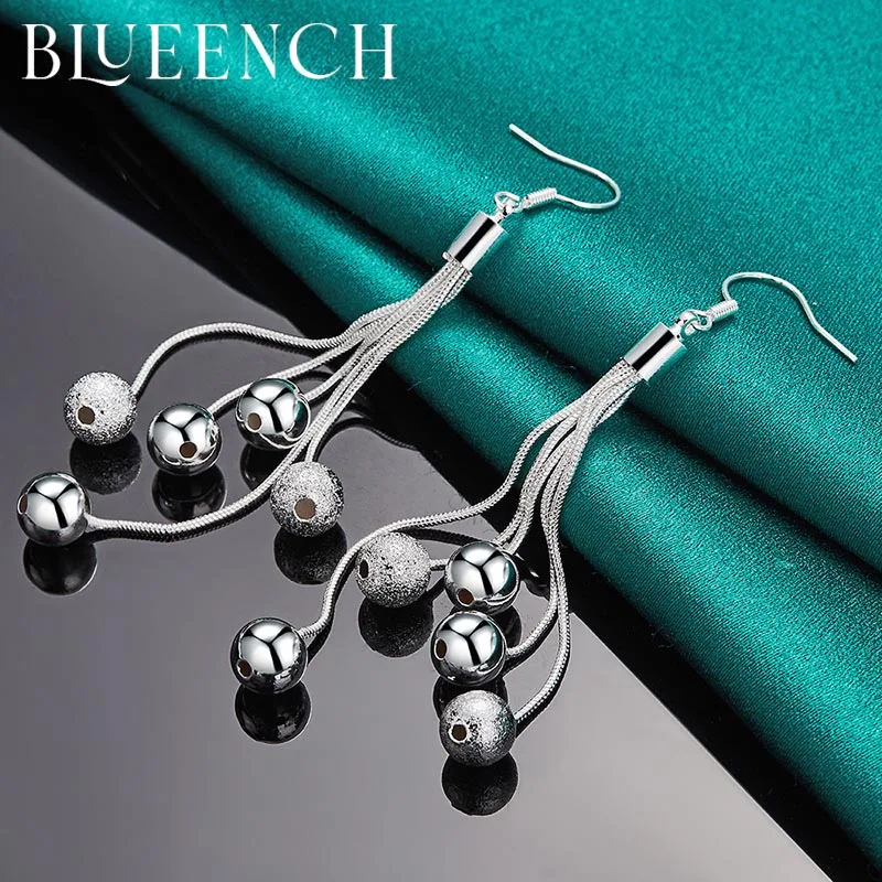 Blueench 925 Sterling Silver Tassel Grape Drop Earrings for Women's Engagement Party Personality Fashion High Jewelry