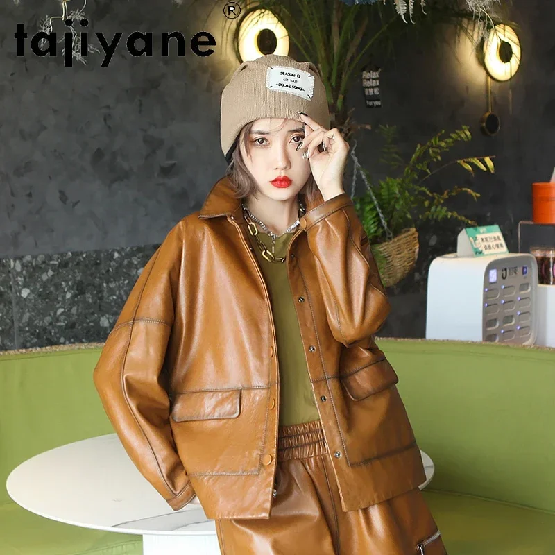 Tajiyane 2022 Spring 100% Genuine Sheepskin Leather Jackets New Fashion Stand-up Collar Women\'s Clothing Jaqueta Feminina Gmm913