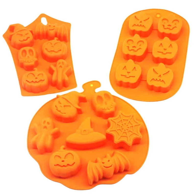 Promotion! 3 Piece Silicone Halloween Ghost Pumpkin Baking Mold Set