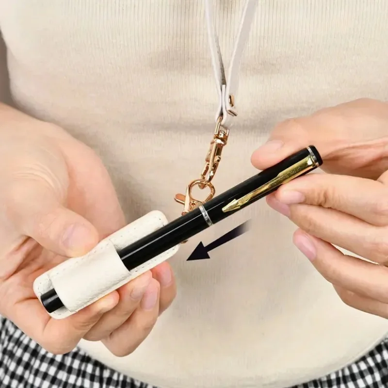 Neck Nurse Pen Clip Portable Keychain Compact Leather Pen Holder Office Pen Storage Clip