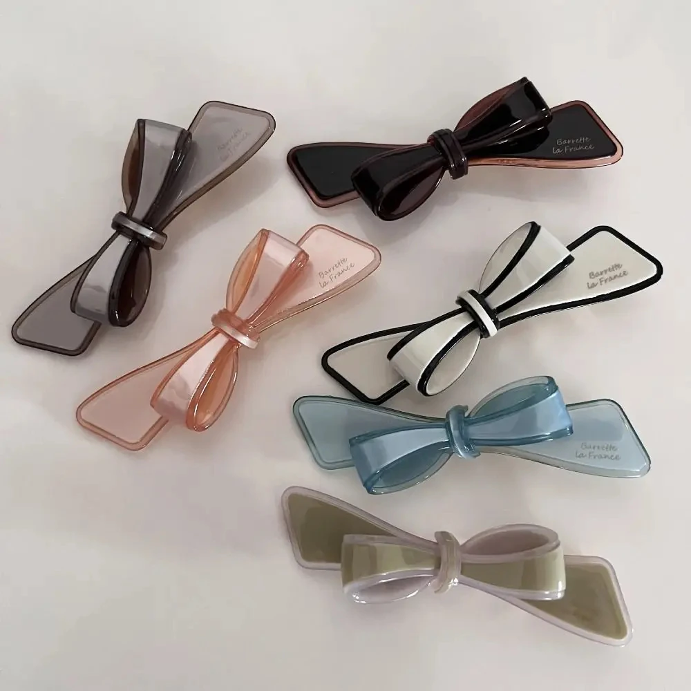 Acetate Hair Clip with Bow for Women, Duckbill Clip for Girl, Fashion Hairpin, Hair Accessories, Elegant Sauna Wear for Women, S