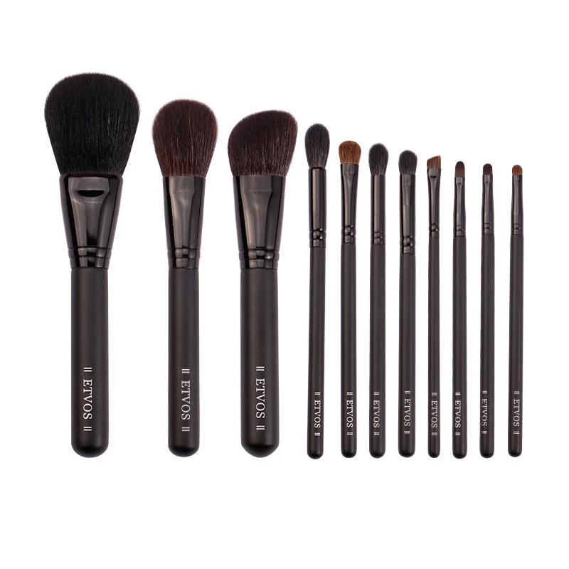 Natural Animal Hair Aluminum Tube Wood Handle 11Pcs  Series Makeup Brush Set Factory Wholesale Spot Sale