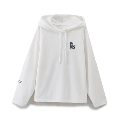 Tangada 2024 Women Embroidery White Sweatshirts Oversize Long Sleeve Loose Hood Pullovers 6H078