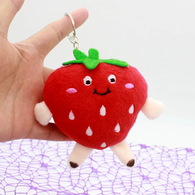 Cartoon Fruit Doll Pendant Carrot Strawberry Avocado Keychain Backpack Watermelon Plush Pendant Car Keyring Jewelry Accessory