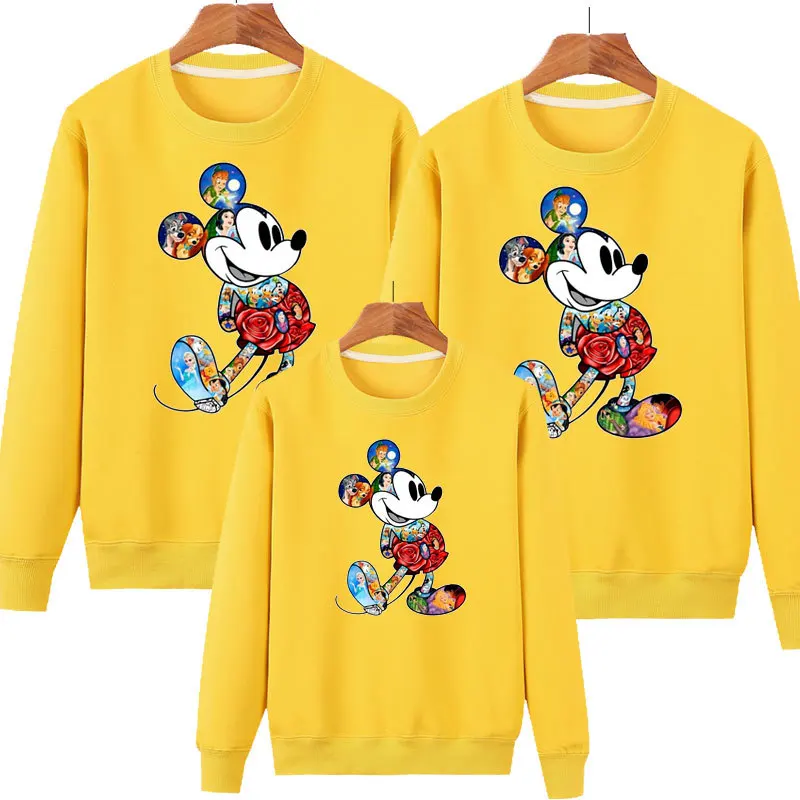 Autumn And Winter Casual Soft Long Sleeved Cartoon Cute Printed Mickey Parent-child Hoodie For A Family Of Three Or Four