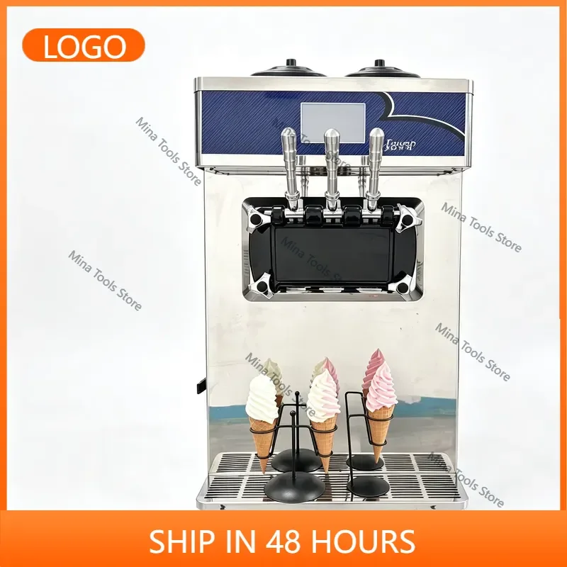 Tabletop Automatic 3-Nozzle Stainless Steel Soft Serve Ice Cream Machine Commercial Frozen Yogurt Equipment