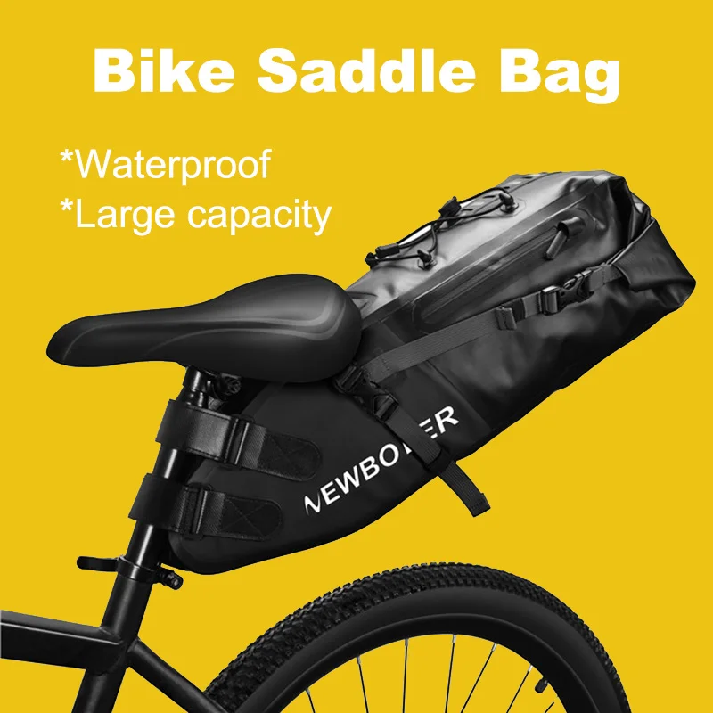 13L Large Capacity Waterproof Bicycle Bag Mountain Bike Saddle Bags ﻿Underseat Foldable Tail Rear Bag Cycling Accessories