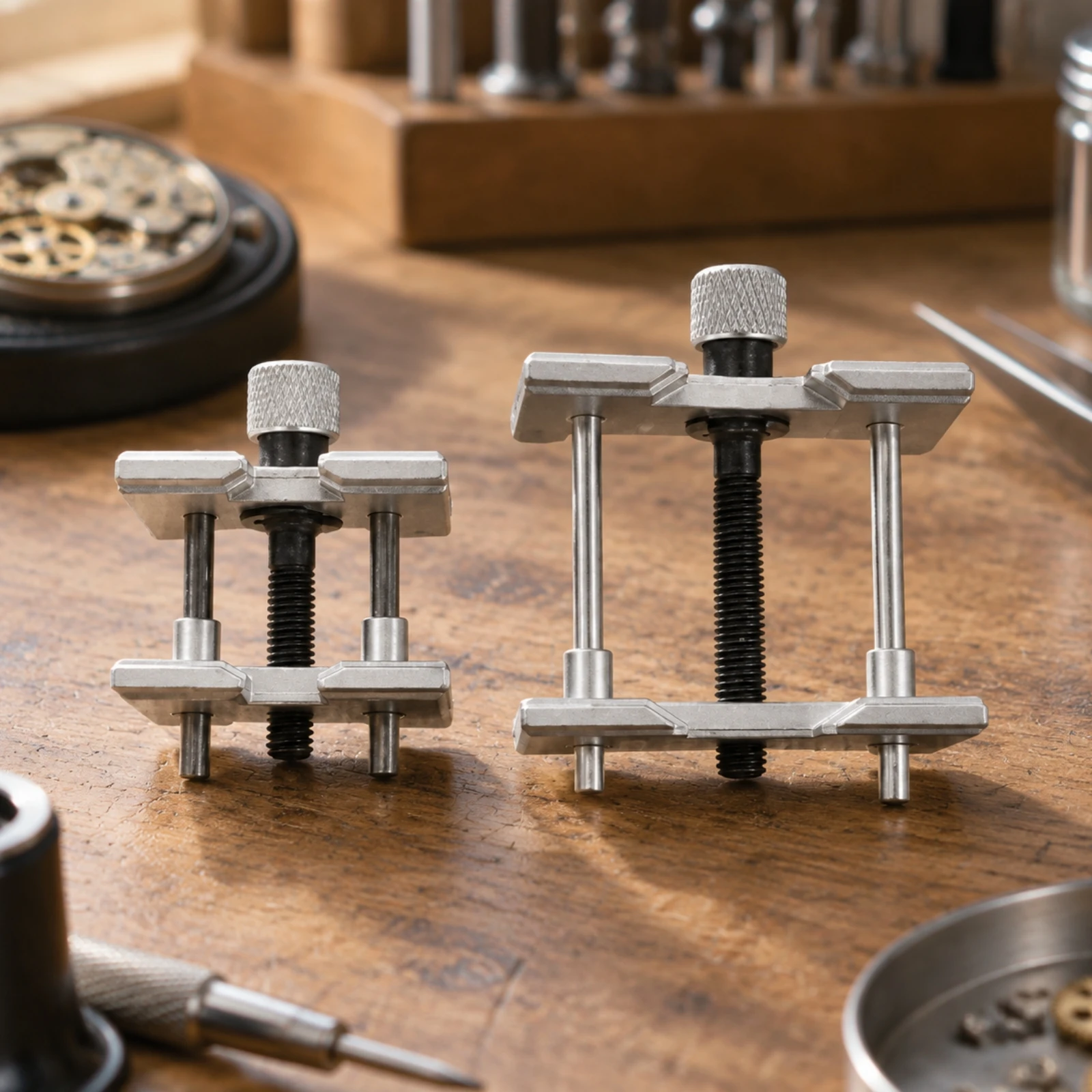 2 Pieces Watch Movement Holder Versatile Adjustable Movement Holder with Knurled Knob Watchmaker Tool Practical Bench Vise