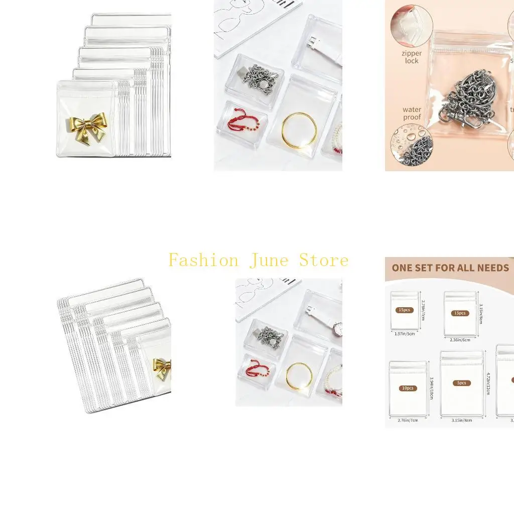 

N5KA 50 шт. водонепроницаемые сумки для хранения ювелирных изделий, прозрачные органайзеры из ПВХ разного размера