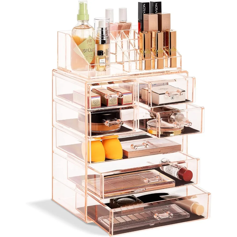 

Прозрачный косметический органайзер для макияжа — футляр и витрина для хранения макияжа и ювелирных изделий — просторный дизайн — отличный держатель