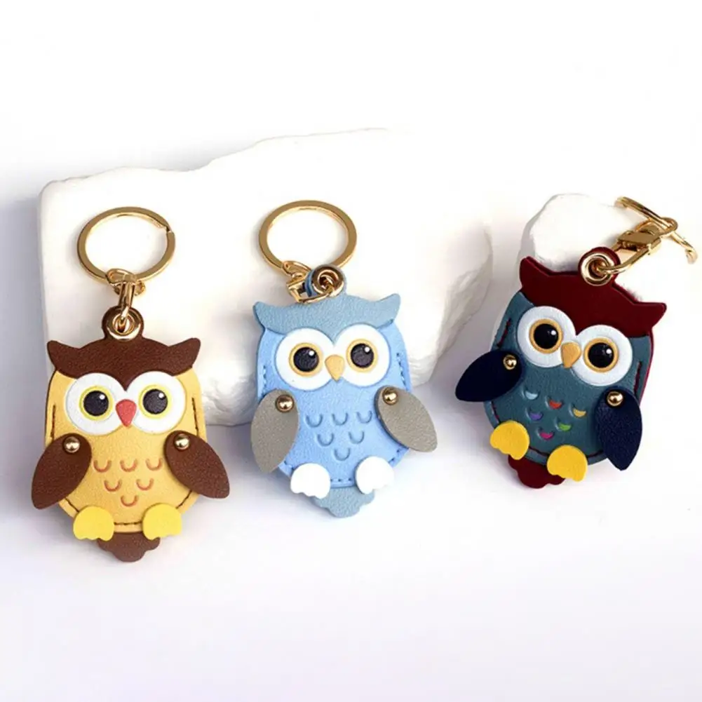 Keychain Pendant Cartoon Owl Charm Card Holder Faux Leather Access Card Case Decorative Keychain Accessory Decorative Keychain A