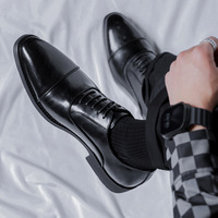 Men's Classic Retro Oxfords Shoes Lace-up Mens Business Dress Office Leather Shoes British Style Men Fashion Wedding Party Flats