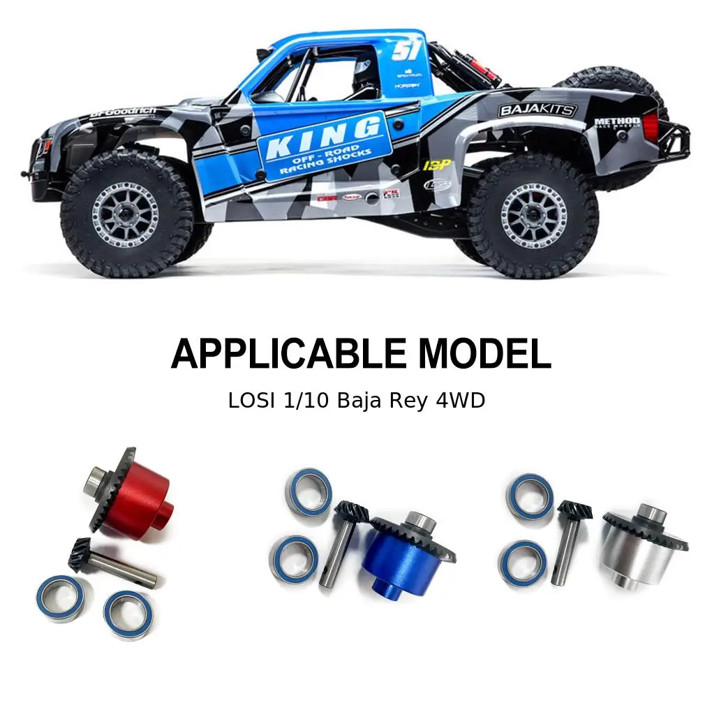 4pcs 1/10 Rear Axle Differential Shaft Aluminum Alloy Durable Rc Rear Axle Differential Shaft For LOSI Baja Rey 4WD Silver